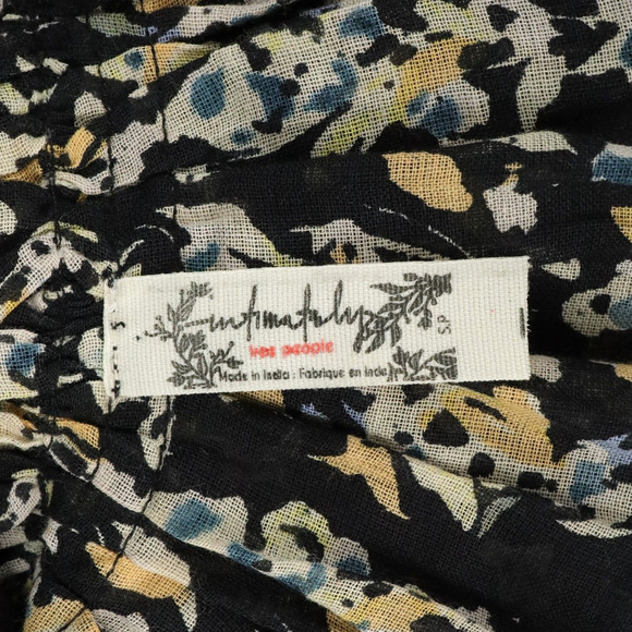 Intimately Free People Top Womens Small Black Floral Babydoll Blouse All Cotton - Picture 3 of 13